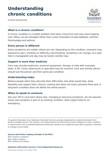 First page of Understanding chronic conditions